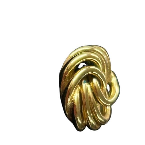Small Goldtone Post Pierced Earrings Knot .4 Inch Knot - Picture 3 of 6